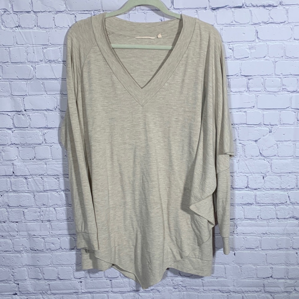Soft Surroundings Womens Long Sleeve Layered Look Sweater Tan Size XL Lagenlook